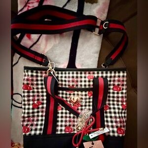 Luv Betsey by Betsey Johnson Lbaddie Cherry Gingham Tote NWT